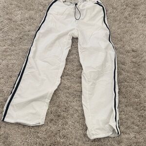 TNA White Track Pants with Black Stripes
